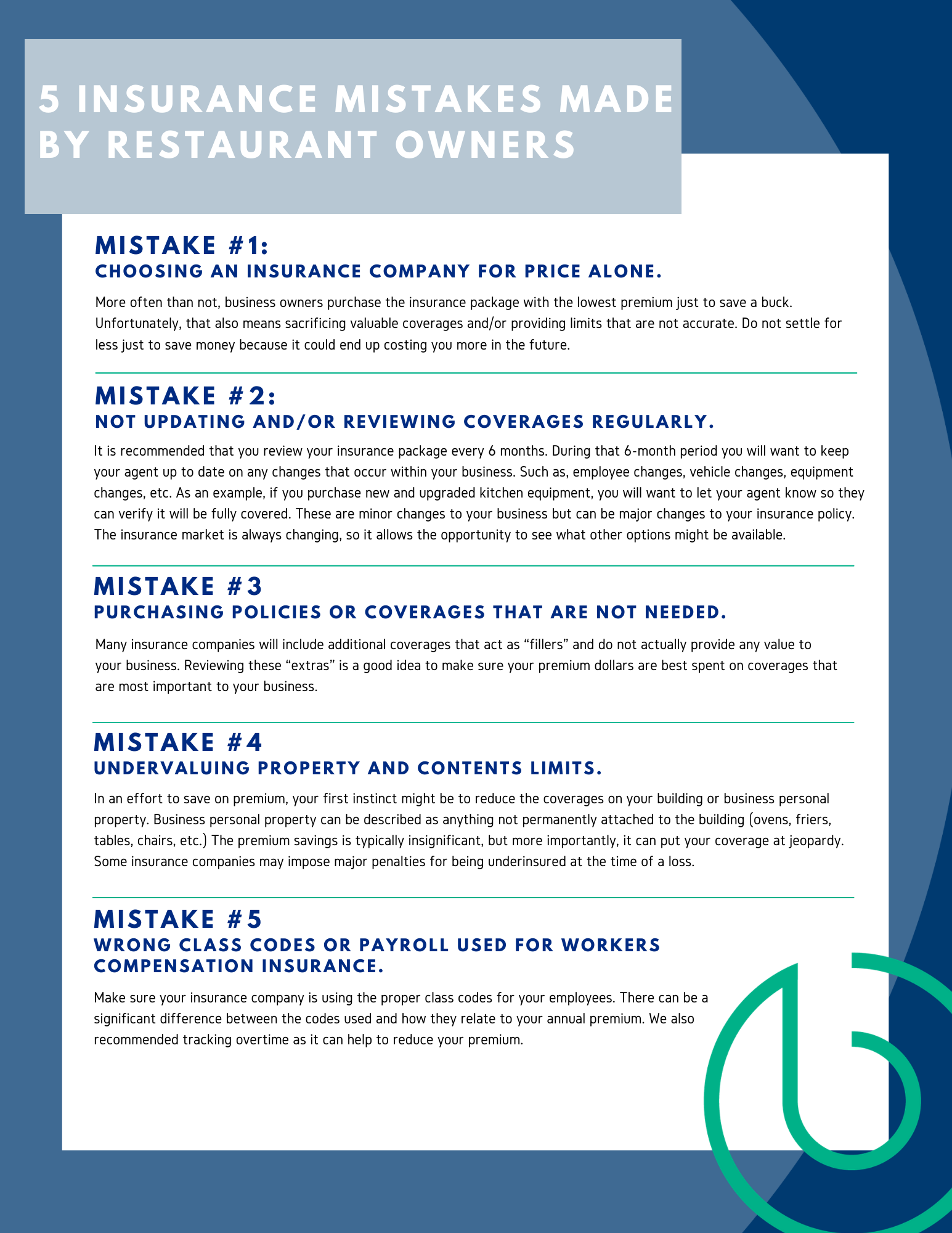 5 Insurance Mistakes Made By Restaurant Owners 5 Insurance Mistakes Made By Restaurant Owners